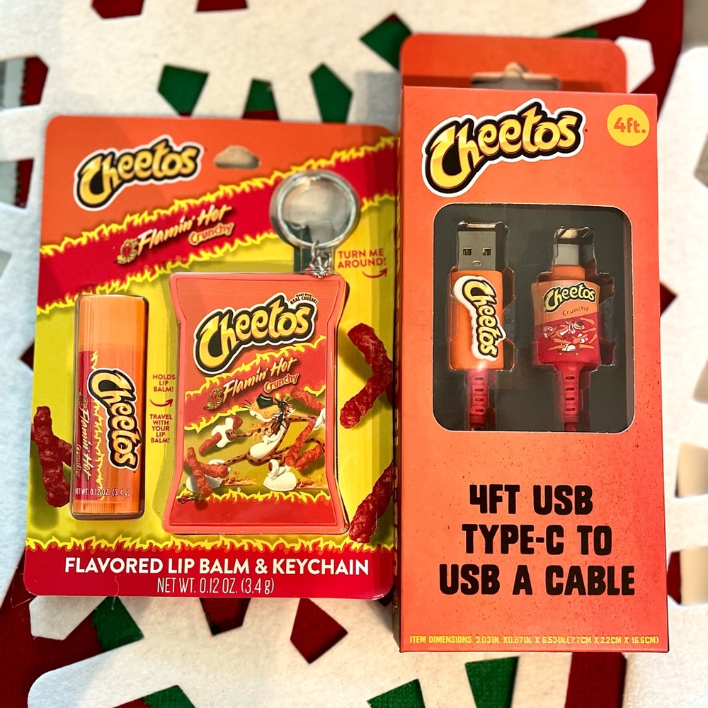 Cheetos usb cable and lip balm